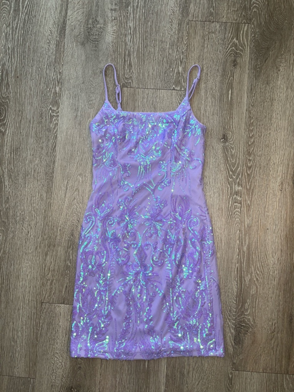 Jules & Cleo Lavender Sequin Dress short sparkly prom dance homecoming 4 purple - Picture 2 of 8